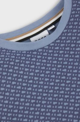 Kids' T-shirt in cotton with all-over monogram print, Blue