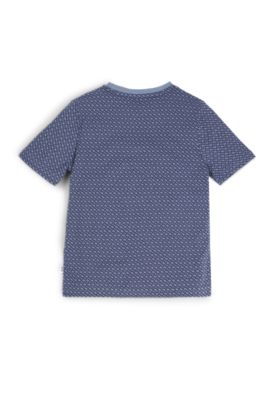 Kids' T-shirt in cotton with all-over monogram print, Blue