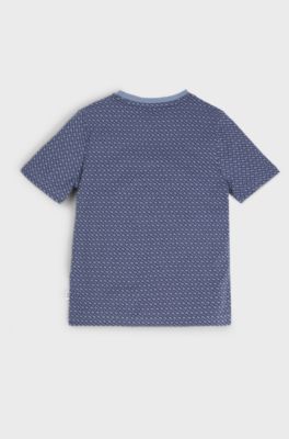 Kids' T-shirt in cotton with all-over monogram print, Blue
