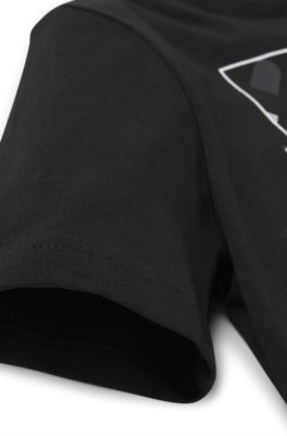 Kids' T-shirt in cotton with monograms and logo print, Black