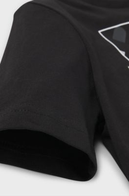 Kids' T-shirt in cotton with monograms and logo print, Black