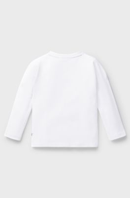 Kids' long-sleeved cotton T-shirt with Double B monogram, White
