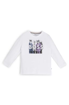 Kids' long-sleeved T-shirt with new-season artwork, White