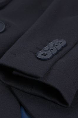 Giacca elegante per bambini in tessuto elasticizzato con fodera interna stampata, Blu scuro