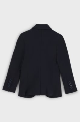 Kids' suit jacket in stretch fabric with printed lining, Dark Blue