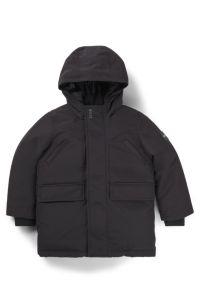 Kinderparka met capuchon en logopatch, Zwart