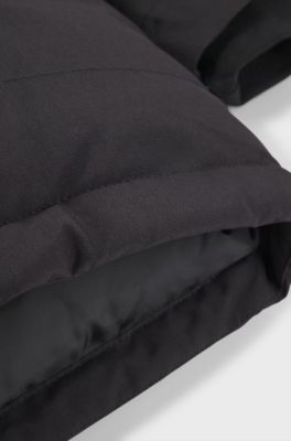 Kids' hooded parka jacket with logo badge, Black