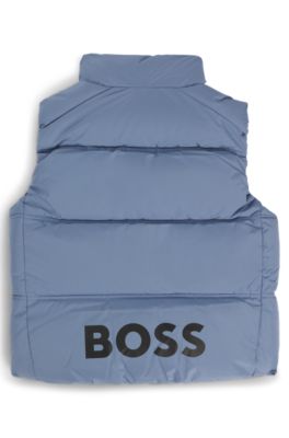 키즈 로고 디테일 발수 패딩 베스트, 블루