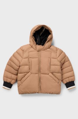 Kids-Steppjacke mit Logo-Aufn&auml;her in Gummi-Optik, Braun