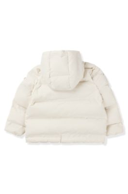 Kids' hooded jacket with logo details, Light Beige