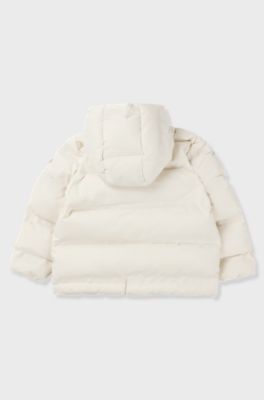 Kids' hooded jacket with logo details, Light Beige