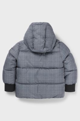 Giubbotto imbottito per bambini con monogrammi e quadri all-over, Grigio scuro