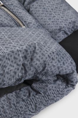 Kids' padded jacket with all-over checks and monograms, Dark Grey