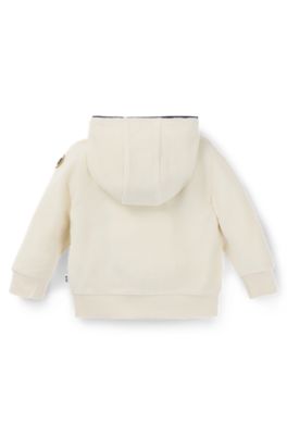 Felpa con cappuccio per bambini in misto cotone effetto velluto, Beige chiaro