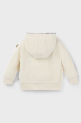 Kids' hoodie in a velvet-effect cotton blend, Light Beige