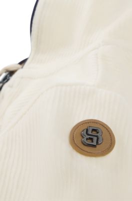 Felpa con cappuccio per bambini in misto cotone effetto velluto, Beige chiaro