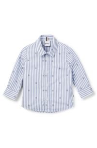 Kids' shirt in striped cotton with Double B monograms, Light Blue