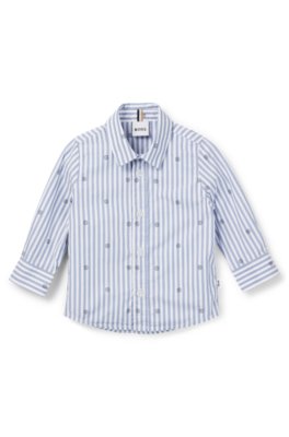 Chemise en coton à rayures avec monogrammes Double B pour enfant