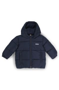 Veste matelassée déperlante avec logo imprimé pour enfant, Bleu foncé