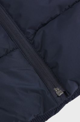 Giubbotto imbottito idrorepellente per bambini con logo stampato, Blu scuro