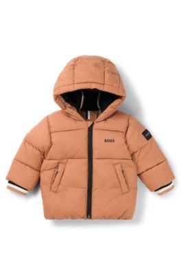 Kids' padded jacket with logo details, Brown