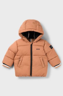 Kids' padded jacket with logo details, Brown