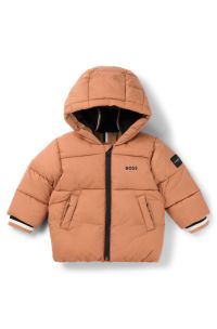Kids' padded jacket with logo details, Brown