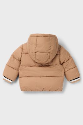 Kids' padded jacket with logo details, Brown