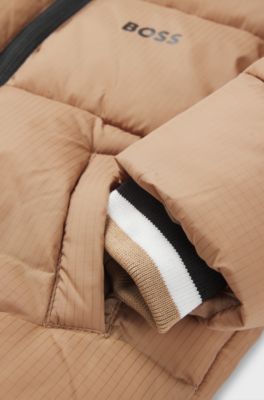 Kids' padded jacket with logo details, Brown