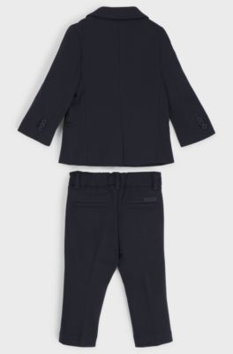 Kids' suit in stretch fabric with logo details, Dark Blue