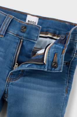 Kids' jeans in stretch denim with Double B monograms, Blue
