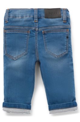Kids' jeans in stretch denim with Double B monograms, Blue