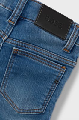 Kids' jeans in stretch denim with Double B monograms, Blue