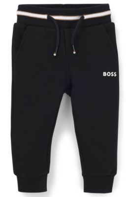 Kids' cotton-blend tracksuit bottoms with logo print, Black