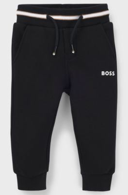 Pantaloni della tuta per bambini in misto cotone con logo stampato, Nero