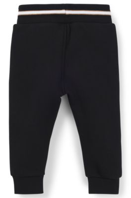 Kids' cotton-blend tracksuit bottoms with logo print, Black