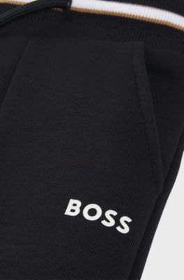 Pantaloni della tuta per bambini in misto cotone con logo stampato, Nero