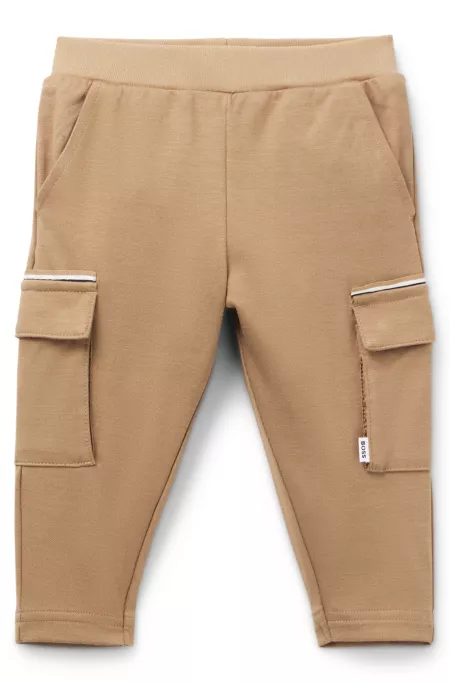 Pantalon cargo en piqué stretch avec étiquette logotée pour enfant