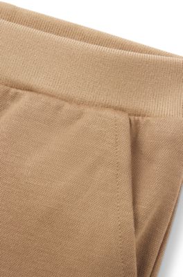 Kids' cargo trousers in stretch piqu&eacute; with logo label, Brown