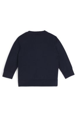 Kids' sweater in cotton with embossed logo, Dark Blue