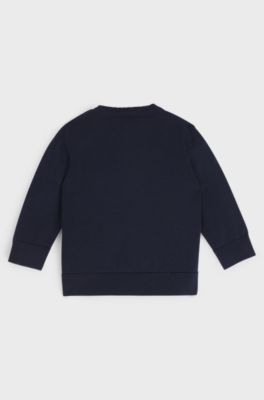 Kids' sweater in cotton with embossed logo, Dark Blue