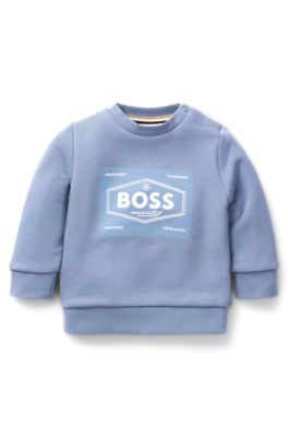 Kids' sweatshirt in cotton-blend fleece with logo artwork, Blue