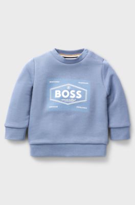 Kids' sweatshirt in cotton-blend fleece with logo artwork, Blue