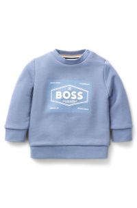 Fleece sweatshirt voor kinderen van een katoenmix met logo-artwork, Blauw