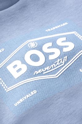 Kids' sweatshirt in cotton-blend fleece with logo artwork, Blue