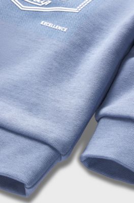 Kids' sweatshirt in cotton-blend fleece with logo artwork, Blue
