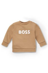 Fleece kindersweatshirt van een katoenmix met logoprint, Bruin