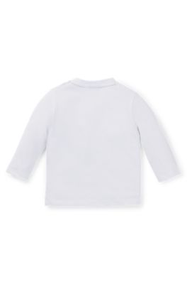 Maglia a maniche lunghe per bambini in cotone con logo, Bianco