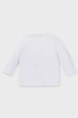 Kids' long-sleeved T-shirt in cotton with logo detail, White