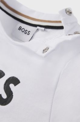 Kids' long-sleeved T-shirt in cotton with logo detail, White